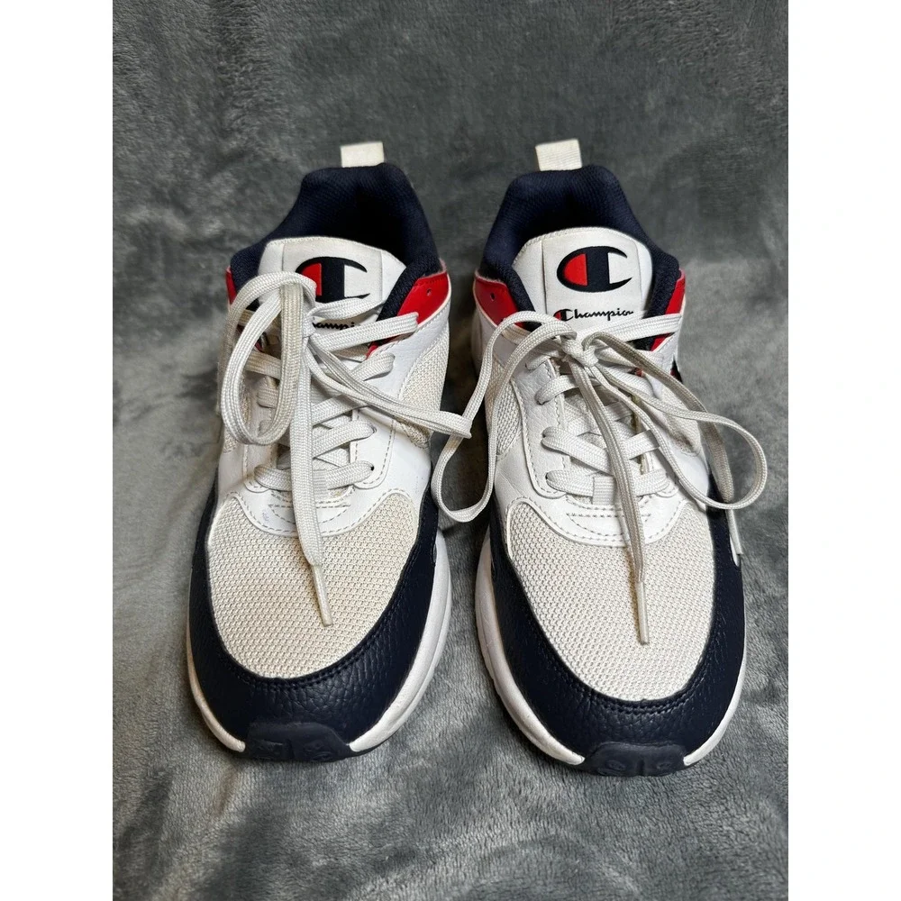 Champion Kinna Retro Shoes Youth Size 7Y White Navy Red Sneakers CAS10780Y‎